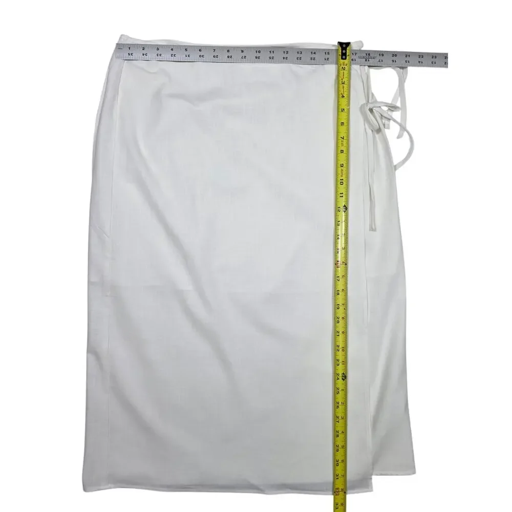 NWT L Ivory Midi Pencil Wrap Lined Skirt w/Side‎ Tie by Future Collective